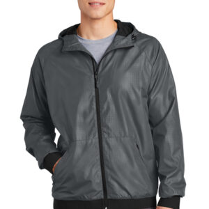 **SALE** JST53 Discontinued Sport-Tek® Embossed Hooded Wind Jacket (Large)