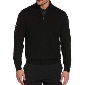 **SALE** Callaway Golf Men's Black Ink Quarter-Zip Merino Sweater CGM790-019 (2XL)
