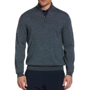 **SALE** Callaway Golf Men's Steel Heather Quarter-Zip Merino Sweater CGM790-019 (2XL)